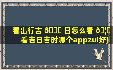 看出行吉 🐘 日怎么看 🦈 (看吉日吉时哪个appzui
好)
